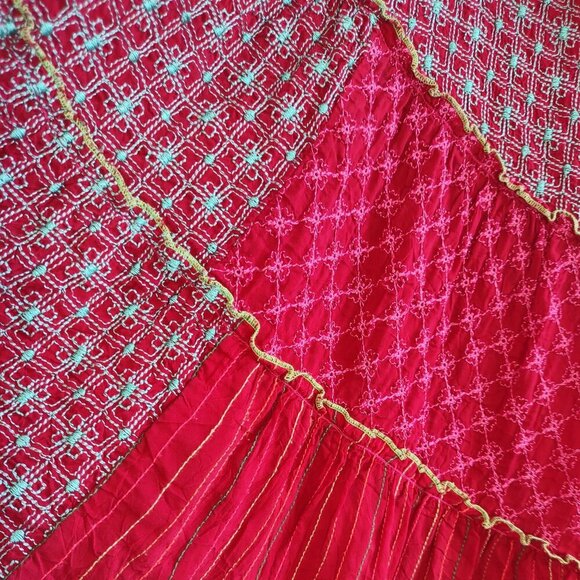 Johnny Was Boho Tiered Floral Patchwork Midi Skirt Flowy Hippie Size Small - Picture 10 of 14